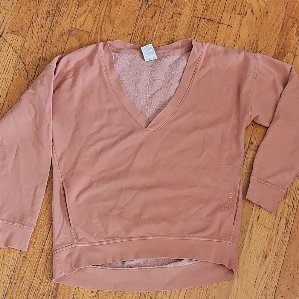 Champion V-Neck Sweater Relaxed Fit With Pockets XL